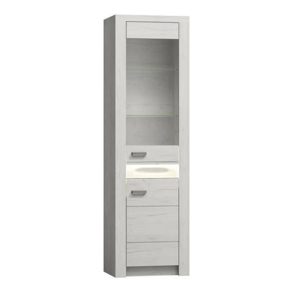 Vitrina INFINITY I-04, frasin alb, PAL melaminat/sticla, 56x42x192 cm