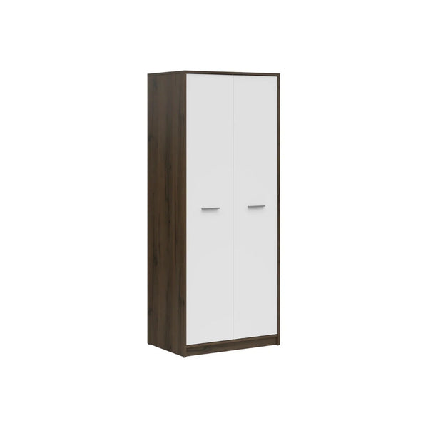 Dulap NEPO PLUS, alb/stejar, PAL laminat, cu 2 usi, 80x55x197 cm