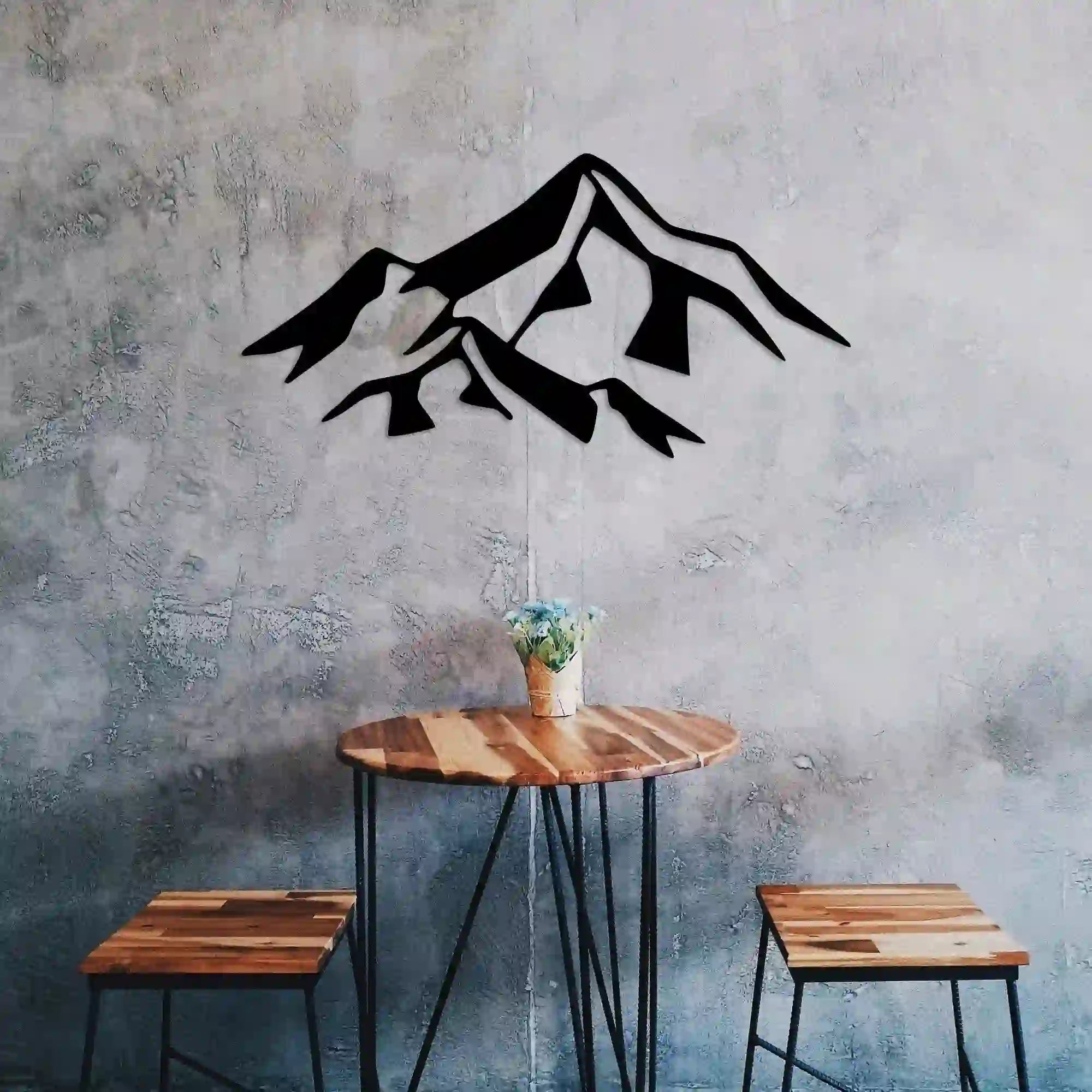 Decoratiune perete MOUNTAIN 1, negru, metal, 80x40 cm