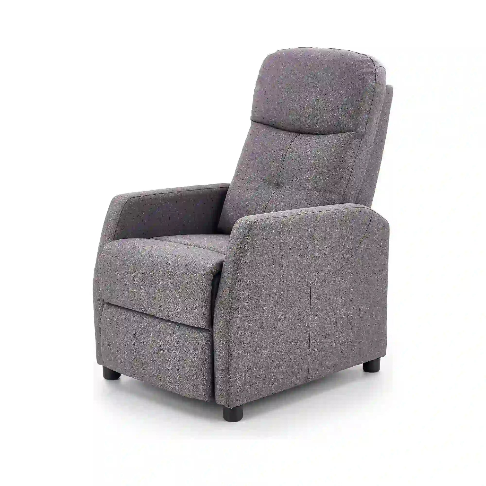 Fotoliu recliner FELIPE, gri inchis/negru, stofa/plastic, 64x84/135x76/103 cm