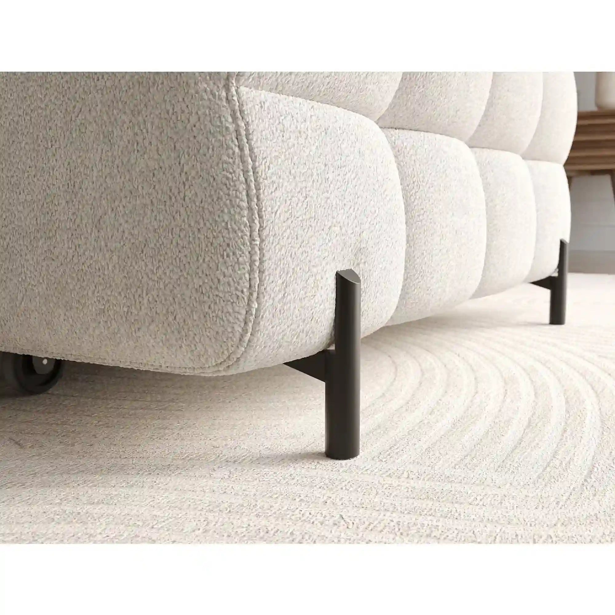 Coltar extensibil FELRO, sezlong stanga, stofa clasica alb - Royal 01, cu lada de depozitare si tetiere reglabile, 285x181x93 cm