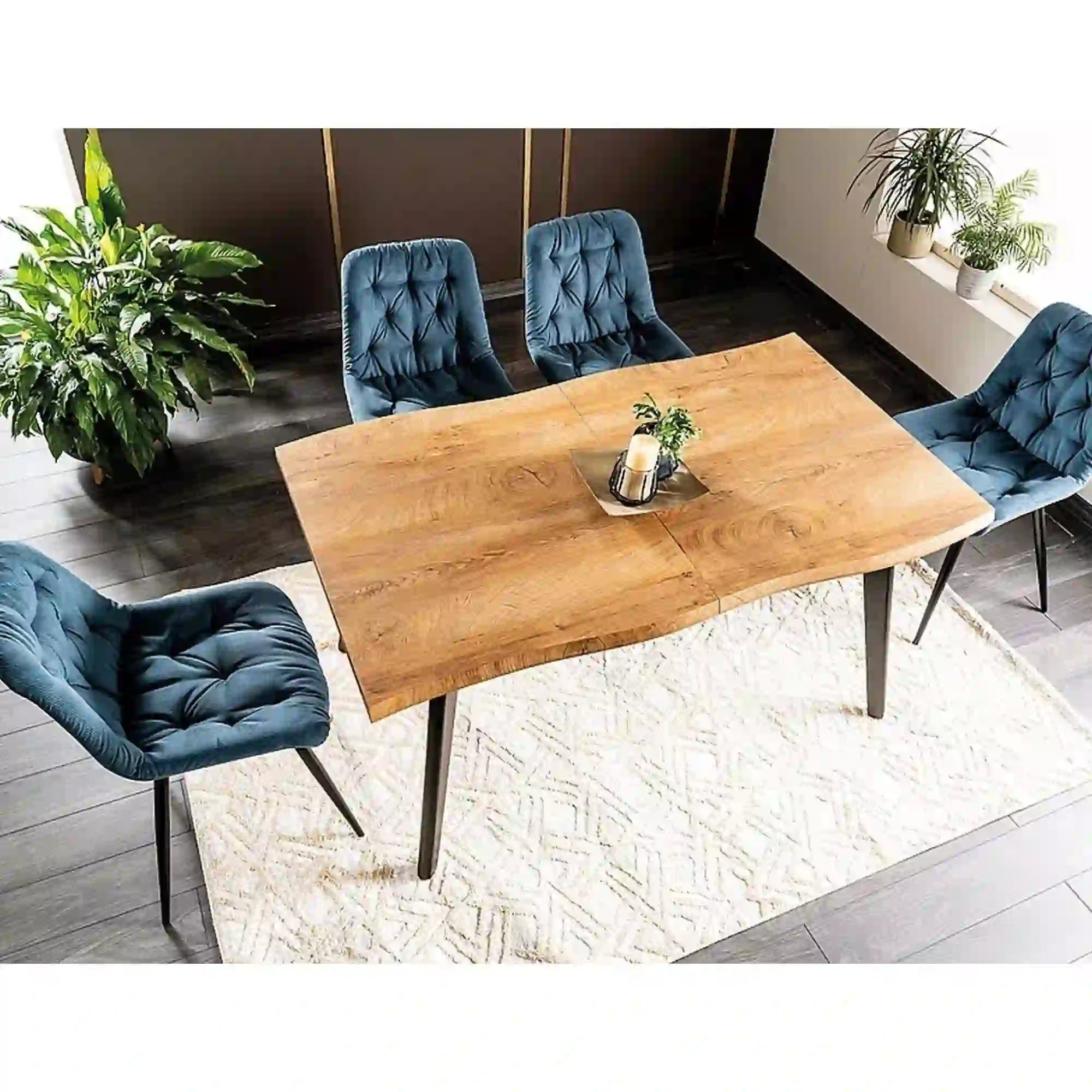 Masa extensibila FRESNO, stejar artisan/negru, 120/180x80x76 cm