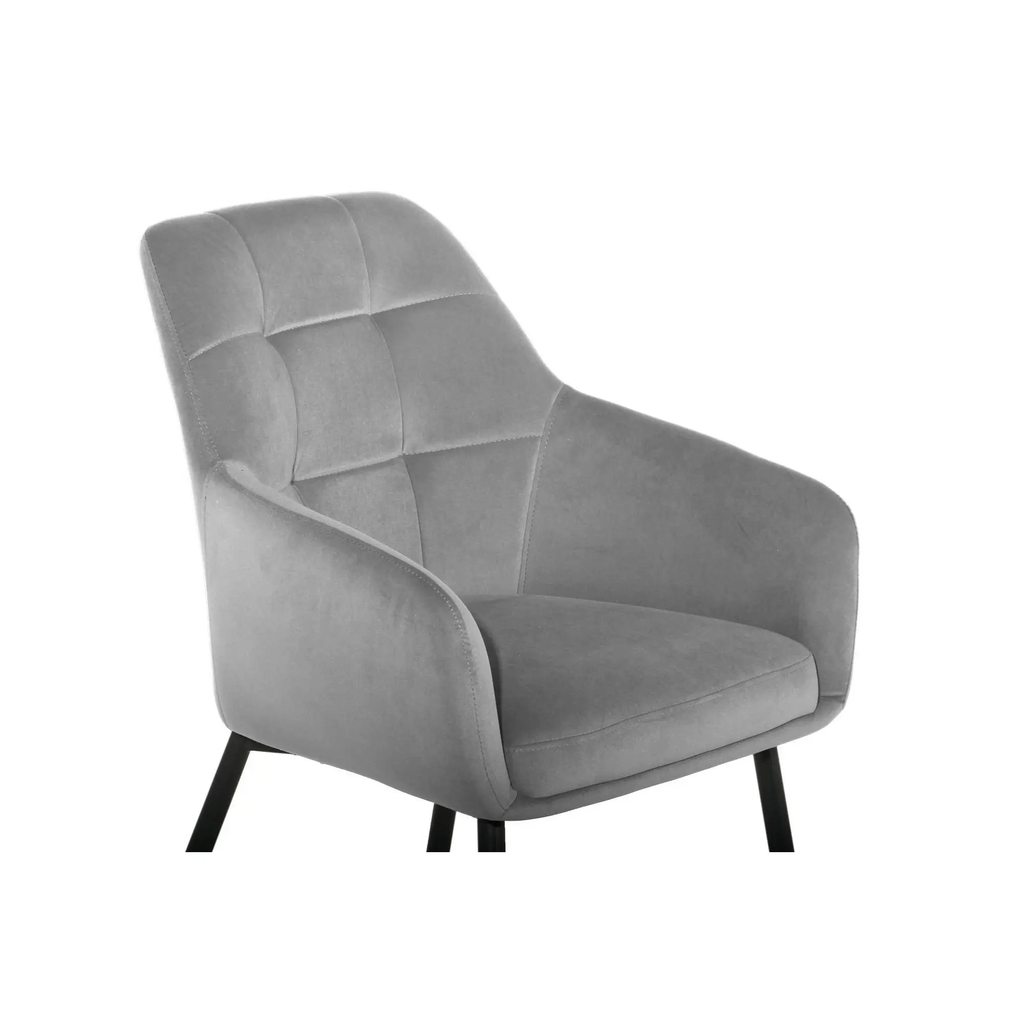 Scaun UGO NEW, gri deschis/negru, stofa catifelata/metal, 58x62x85 cm