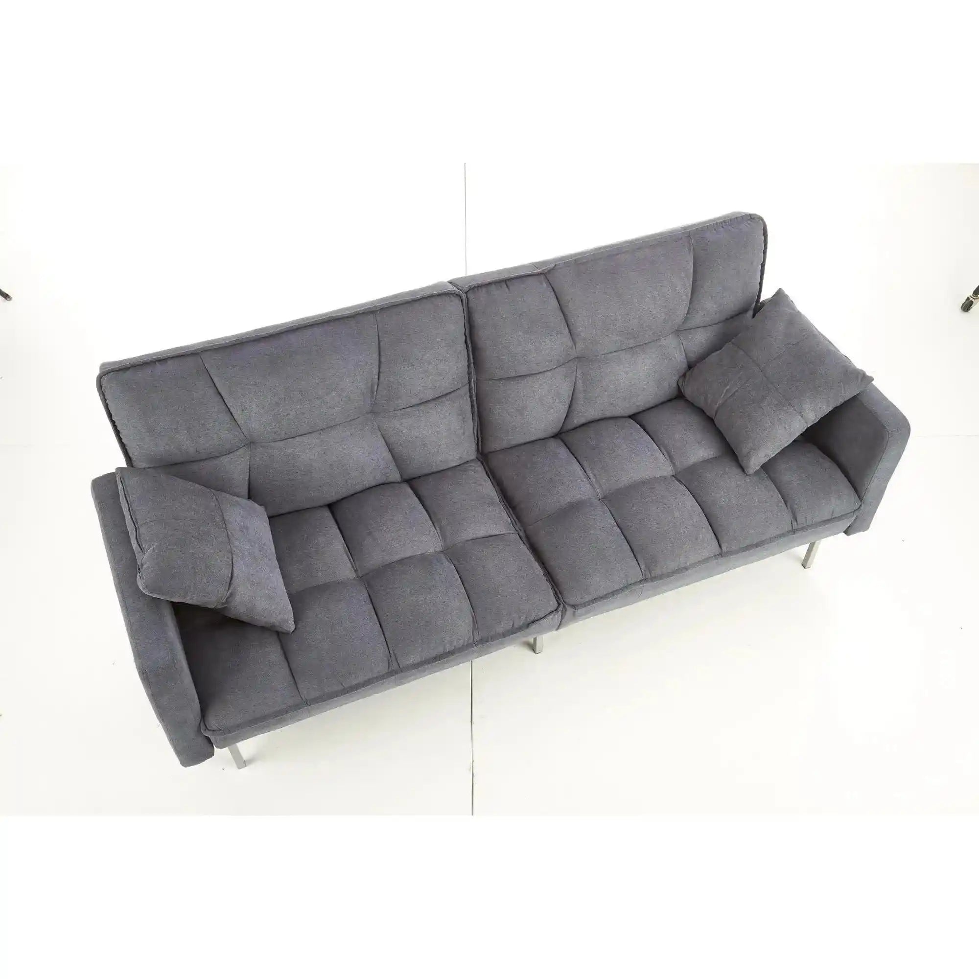 Canapea extensibila ROBERTO, gri albastrui, stofa, 193x85/108x86/58 cm