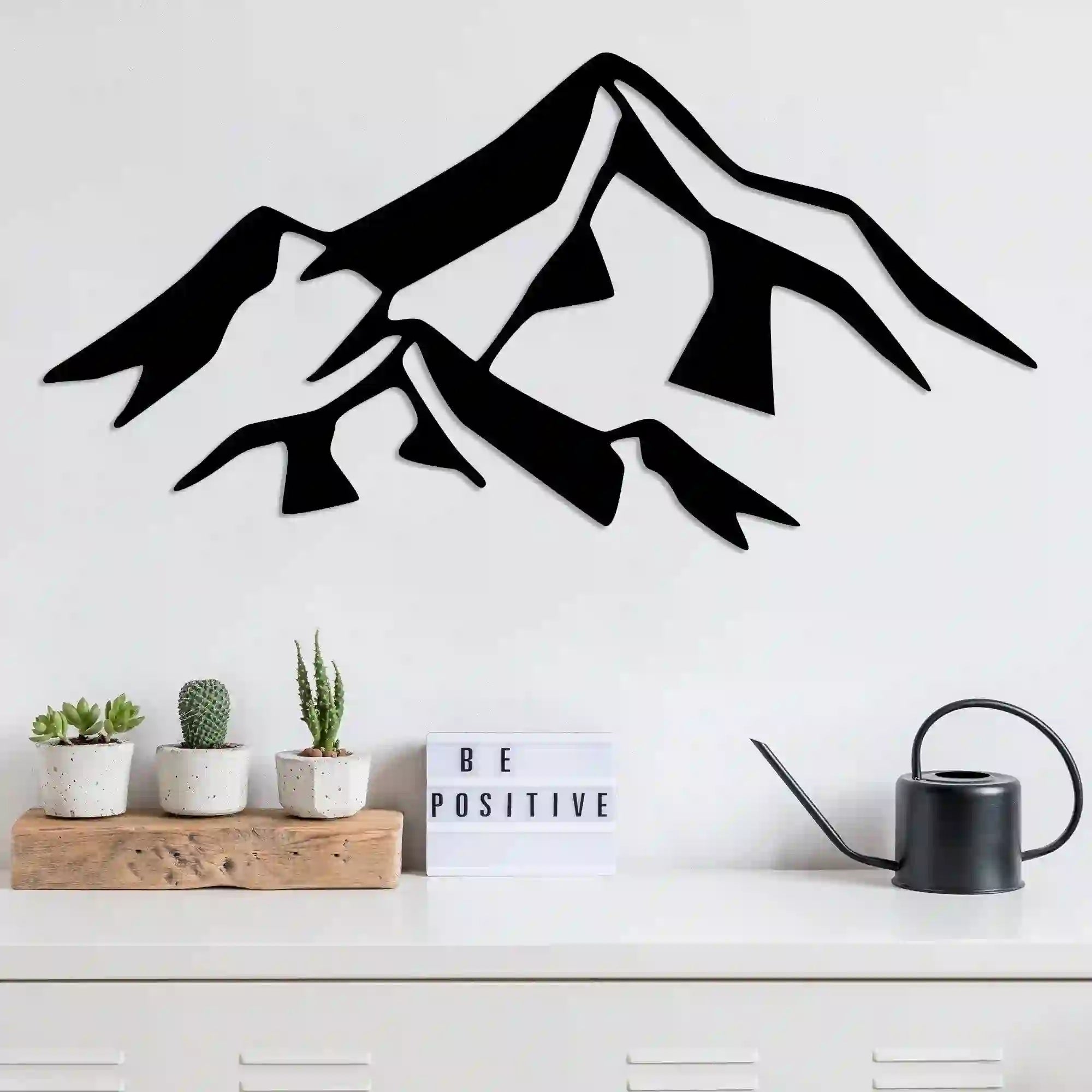Decoratiune perete MOUNTAIN 1, negru, metal, 80x40 cm