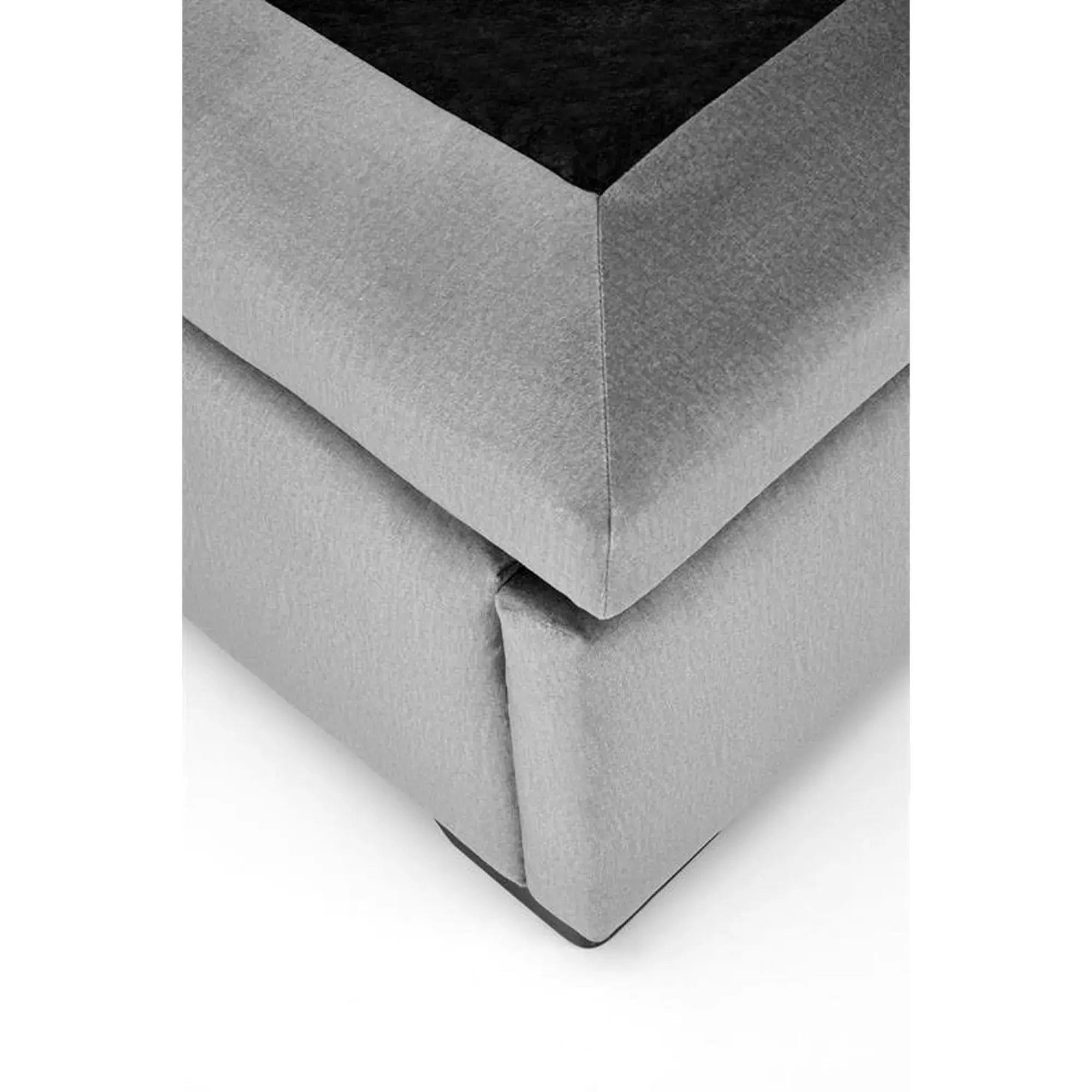 Pat CONTINENTAL 2 160x200, stofa catifelata/lemn gri - Monolith 85, cu suport saltea si spatiu depozitare