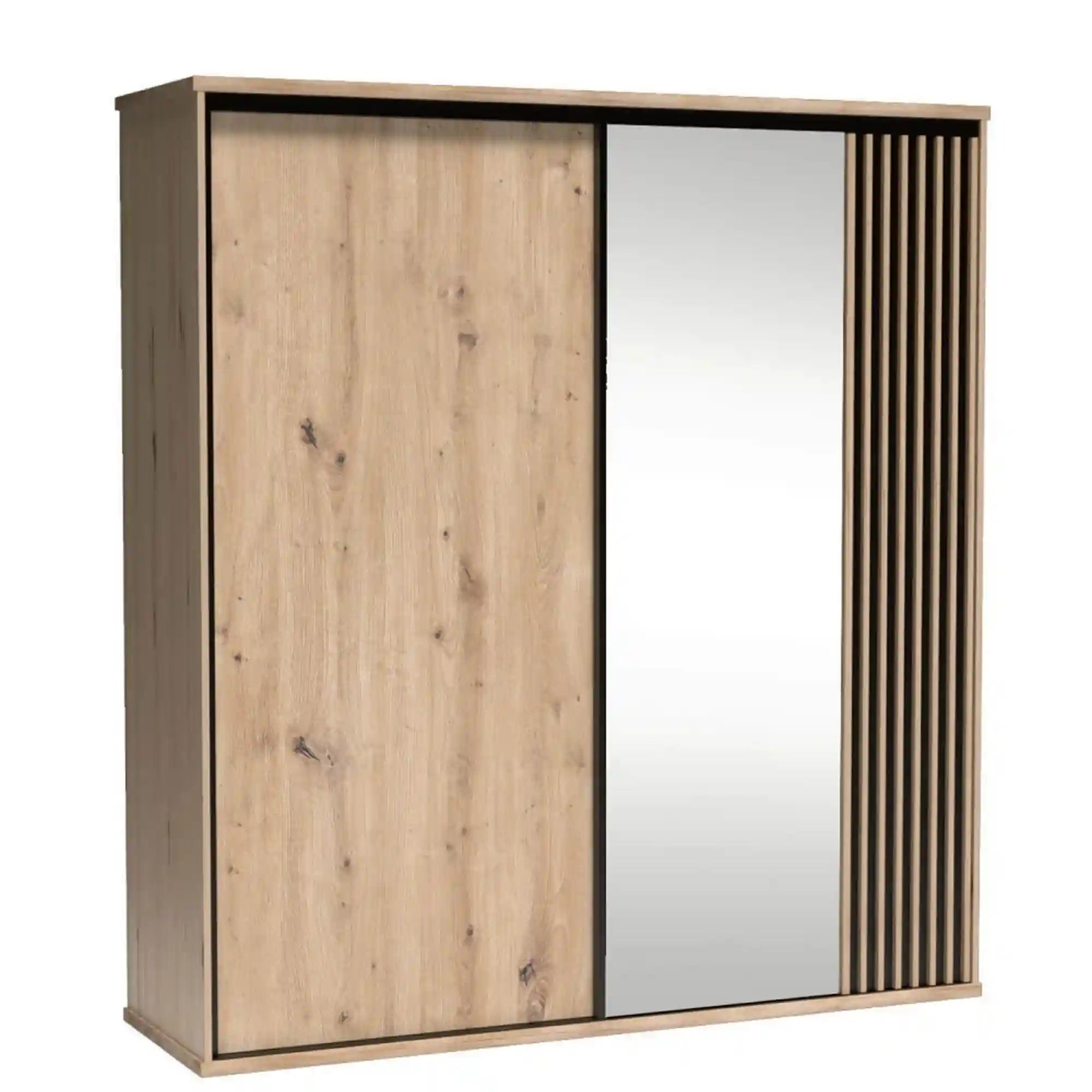 Dulap CALIA C15, stejar artisan/negru, PAL laminat, cu 2 usi, 199x60x216 cm