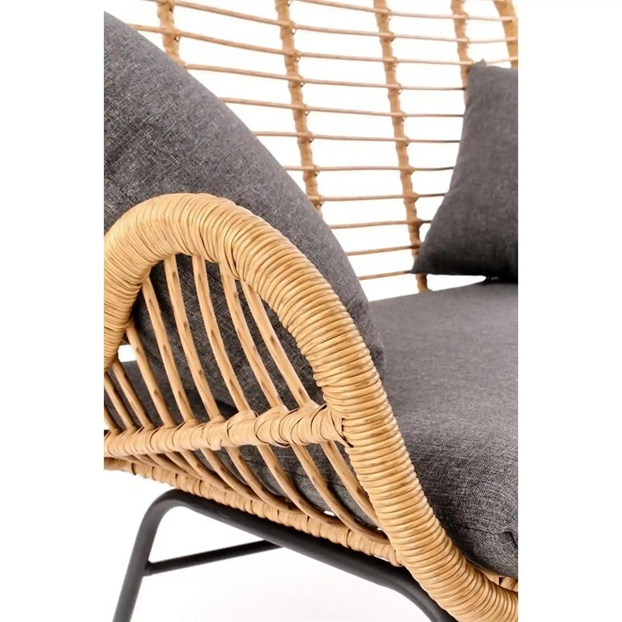 Canapea gradina IKARO XL, stejar/gri, ratan sintetic/stofa clasica, 120x70x96 cm