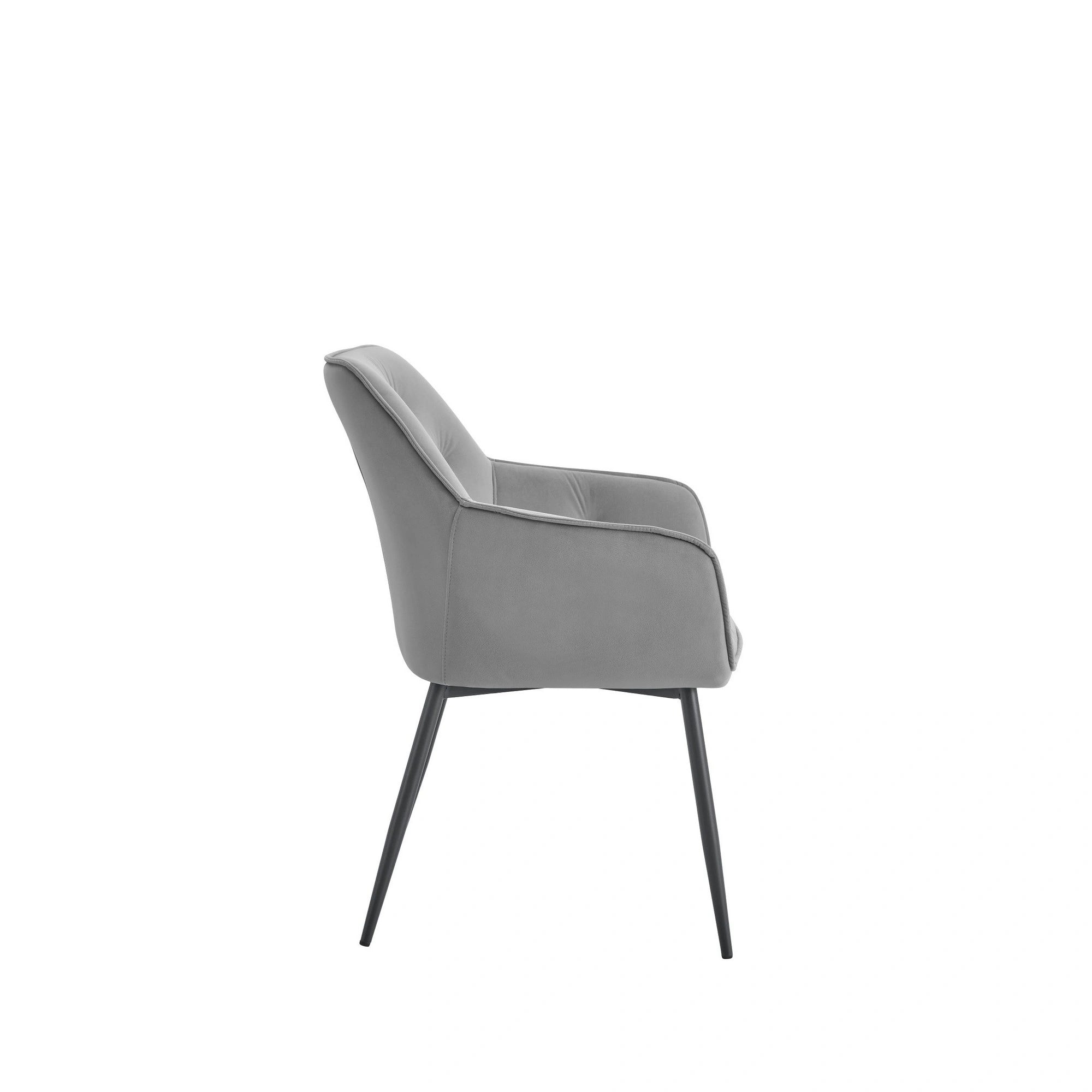 Scaun BEL NEW, gri deschis/negru, stofa catifelata/metal, 58x63x86 cm