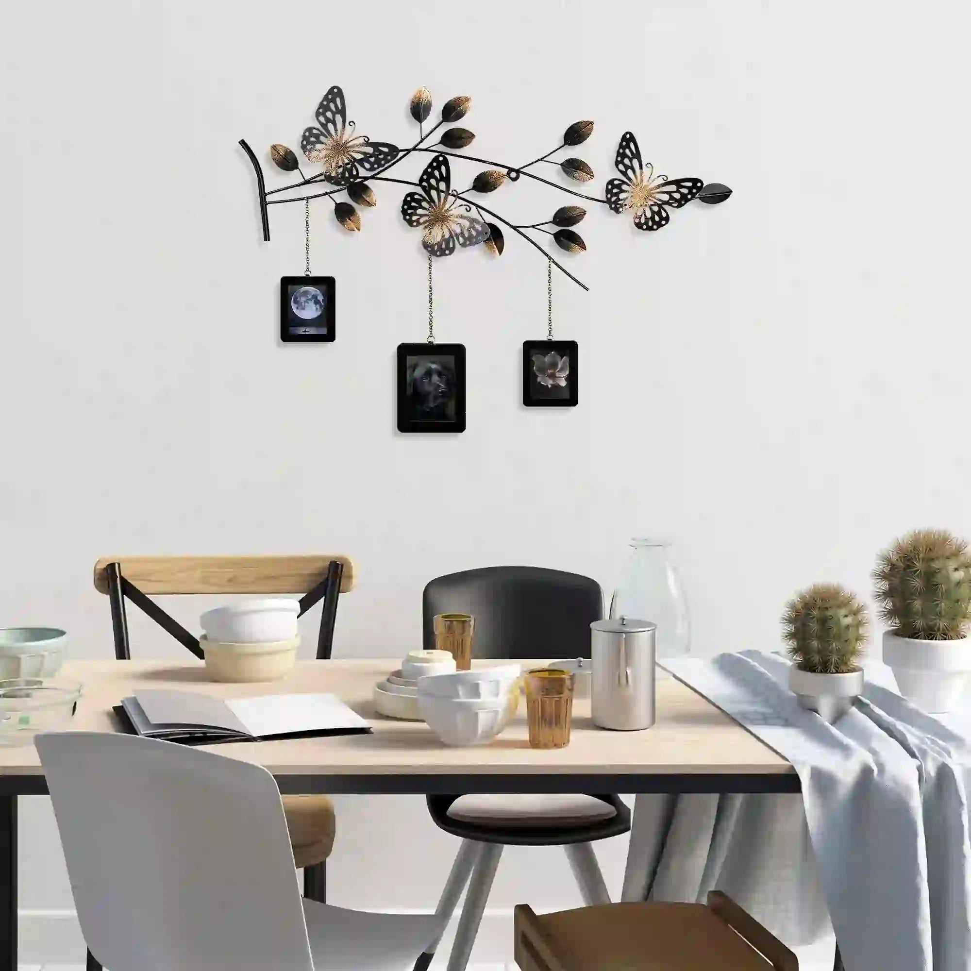 Decoratiune perete DALVERE 2, negru/auriu, metal, 93x4x65 cm