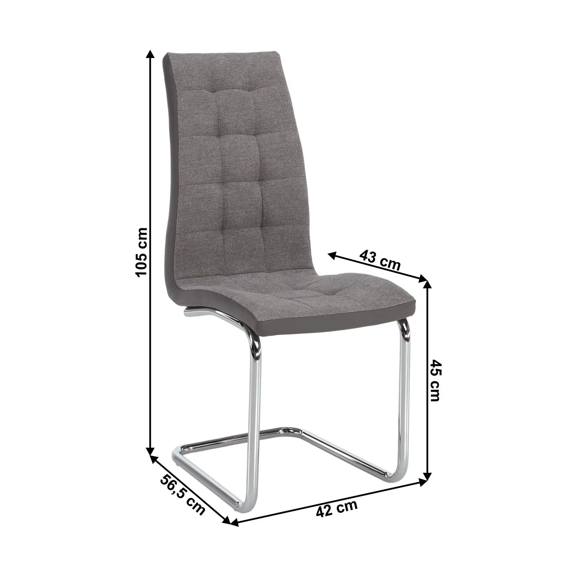 Scaun SALOMA NEW, gri, stofa clasica/pielele ecologica/metal, 42x56.5x105 cm