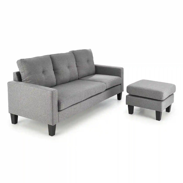 Canapea GERSON, gri, stofa clasica/polipropilena, 180x130x80 cm