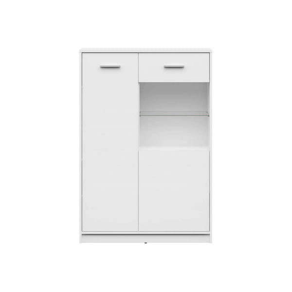 Vitrina NEPO PLUS, alb, PAL laminat/sticla, 90x34x132 cm