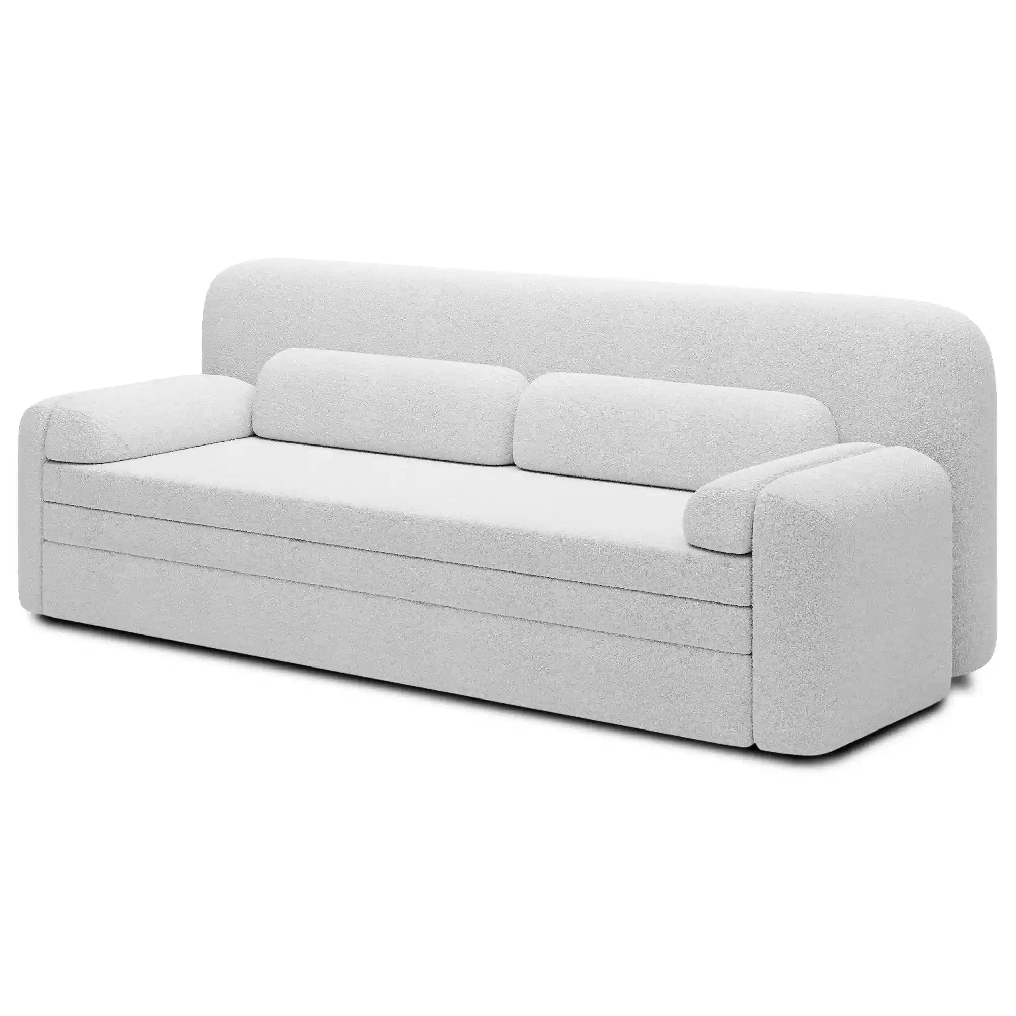 Canapea extensibila ELIOSS, stofa clasica alb - Royal 01, cu spatiu depozitare, 236x89x87 cm