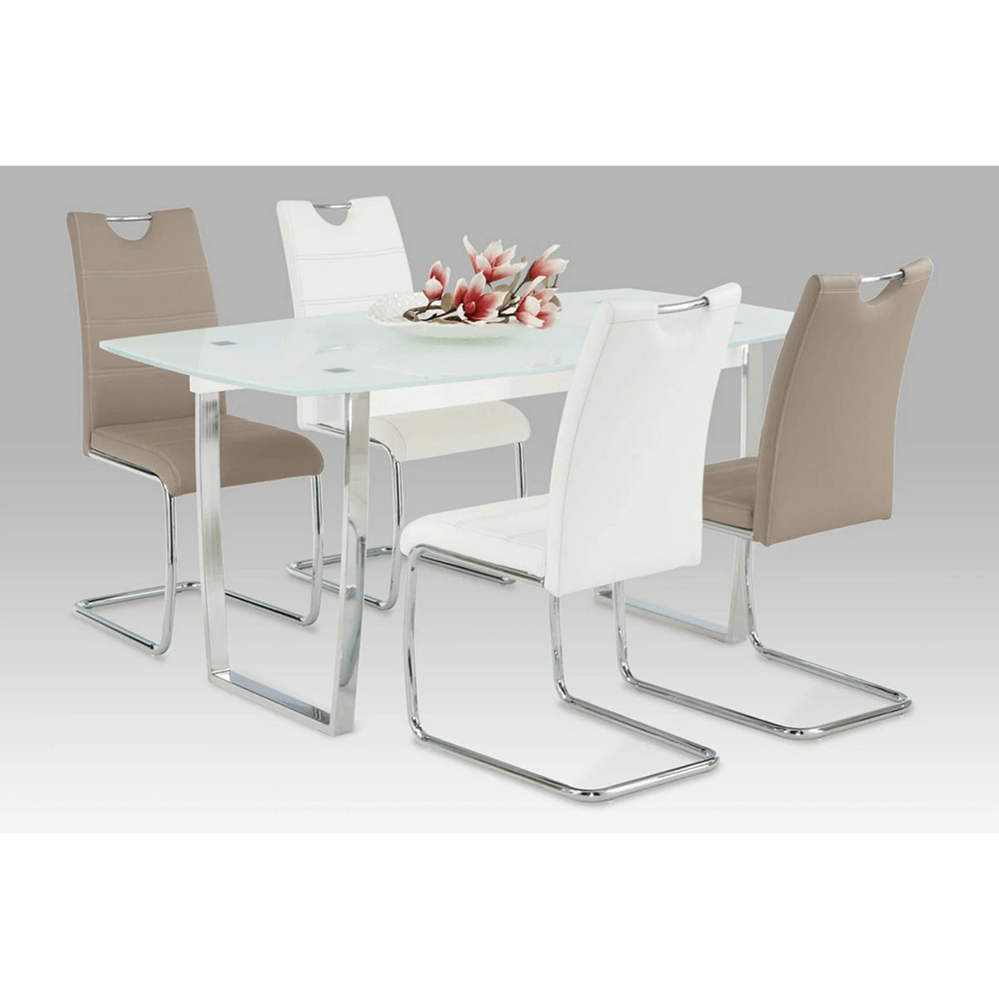 Scaun ABIRA NEW, alb/crom, piele ecologica/metal, 43x44x96 cm
