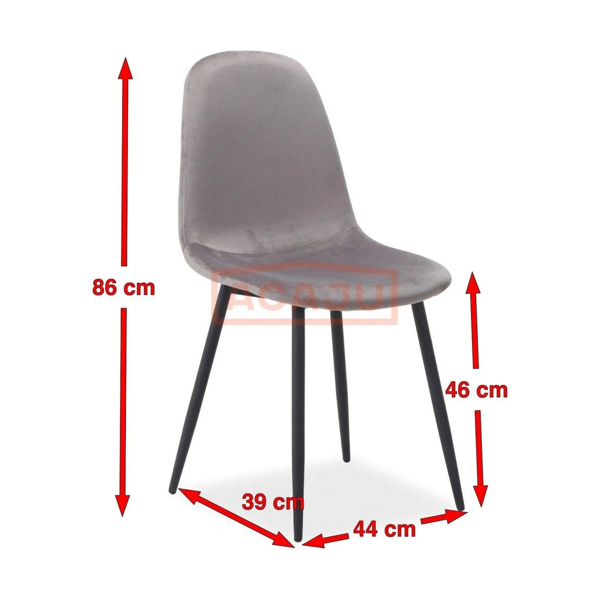 Scaun FOX, negru/gri, stofa catifelata/metal, 44x39x86 cm