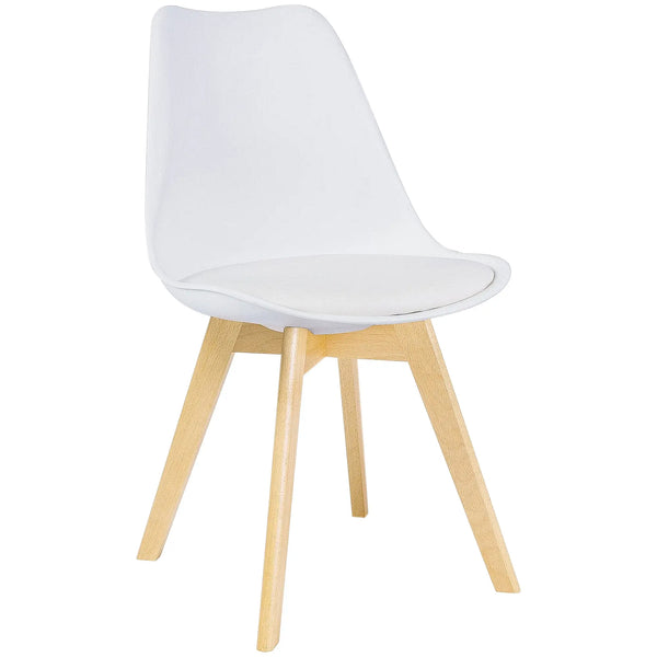 Scaun dining KRIS, alb/stejar, piele ecologica/lemn, 49x43x83 cm