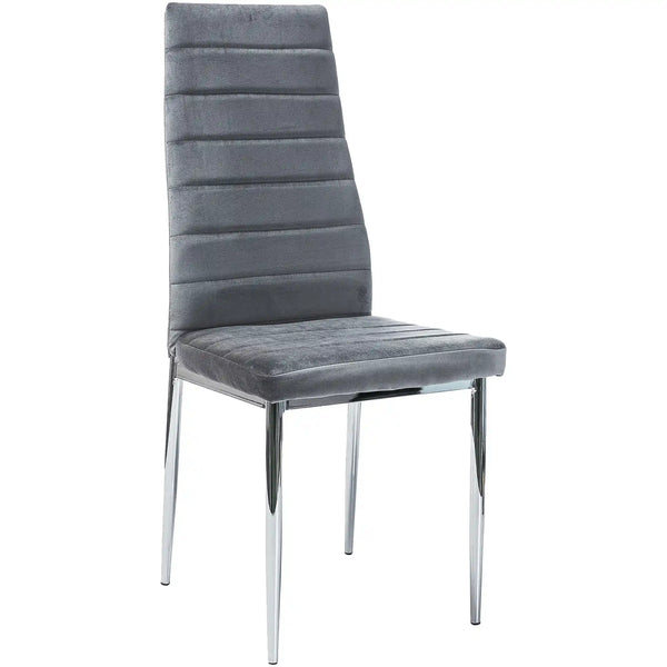 Scaun H261, gri/crom, stofa catifelata/metal, 40x38x96 cm