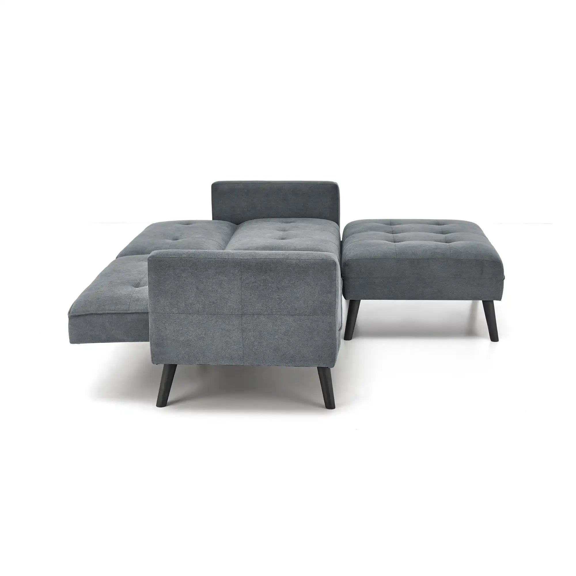 Canapea extensibila CORNELIUS, gri/negru, stofa clasica/lemn, 200x153/167x80 cm