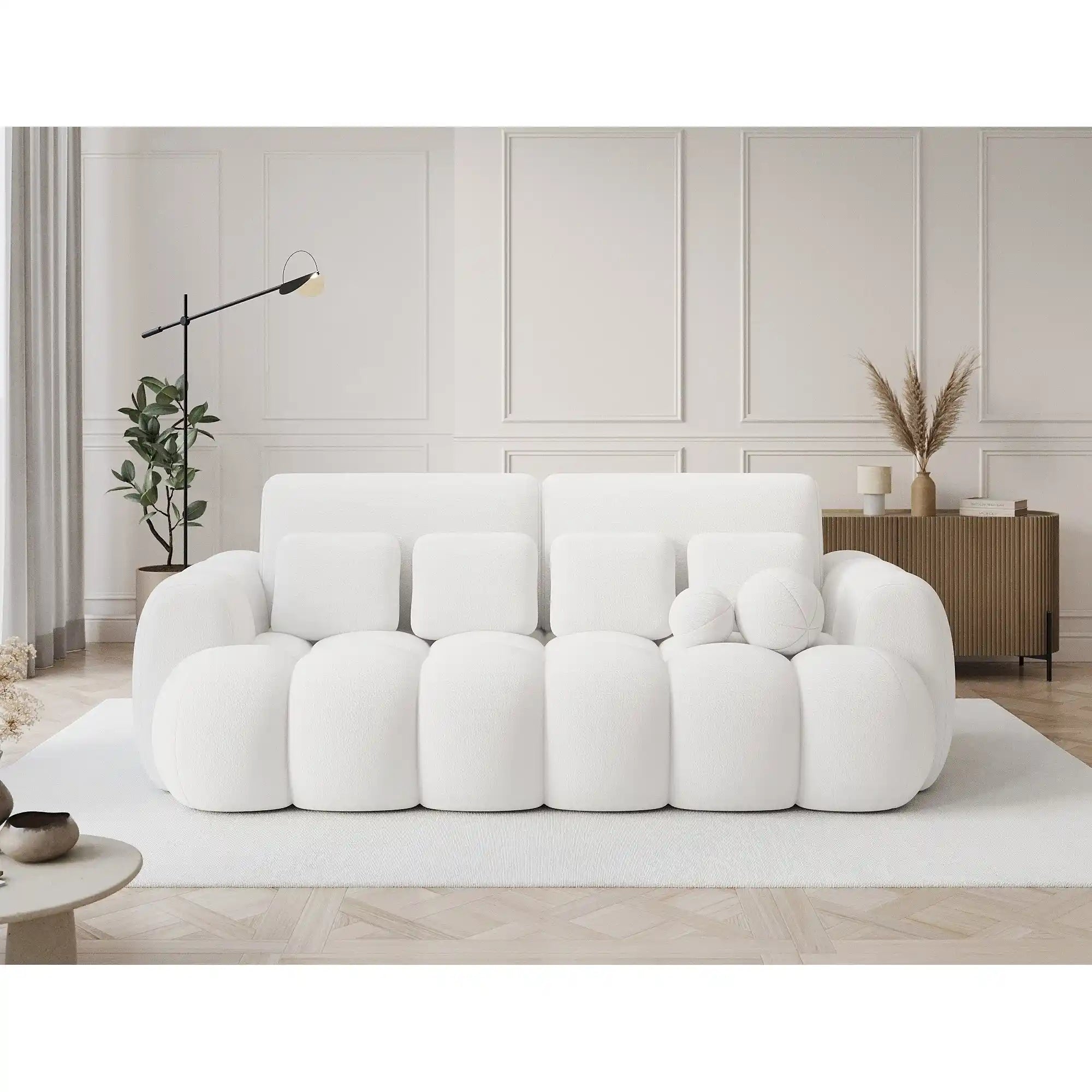 Canapea extensibila COTONN, stofa clasica alb - Paolli 01, cu spatiu depozitare, 256x119x105 cm