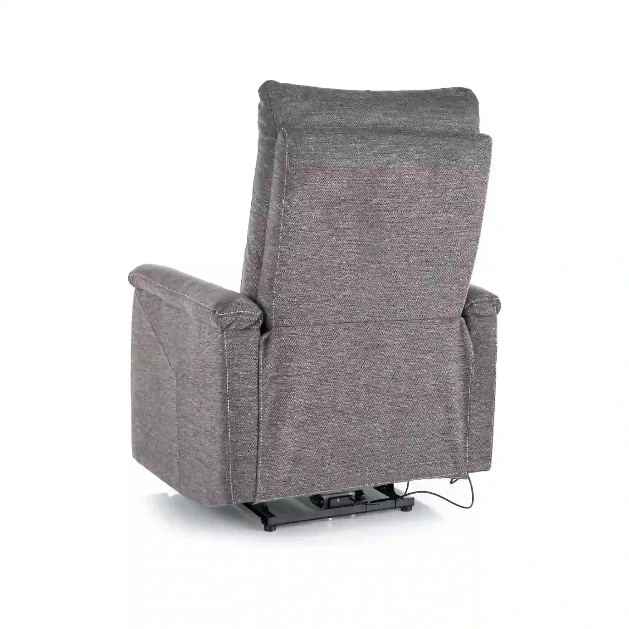 Fotoliu recliner cu functie de masaj NEPTUN M, stofa clasica gri inchis - Brego 18, 76x94/160x96 cm