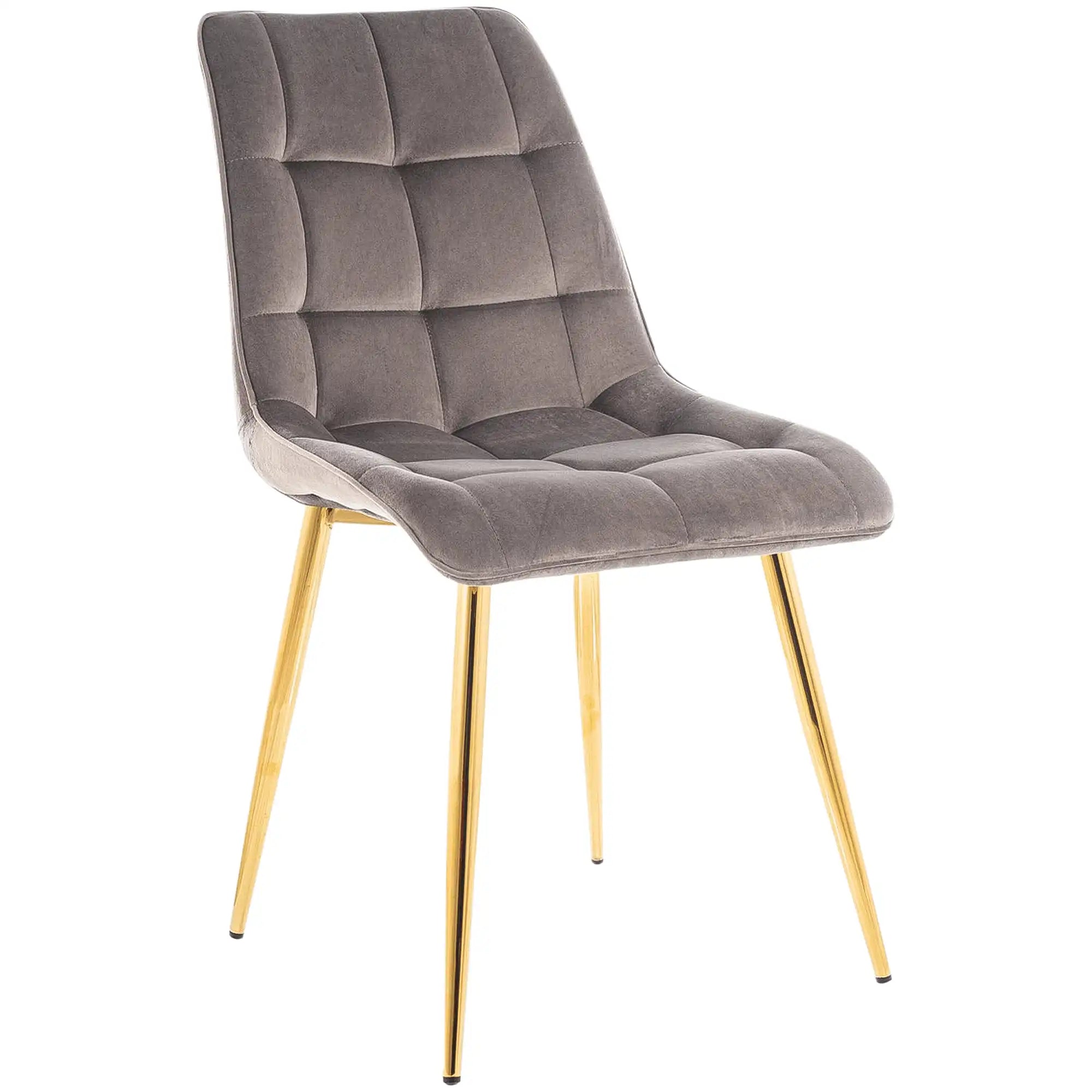 Scaun CHIC, gri/auriu, stofa catifelata/metal, 50x43x88 cm
