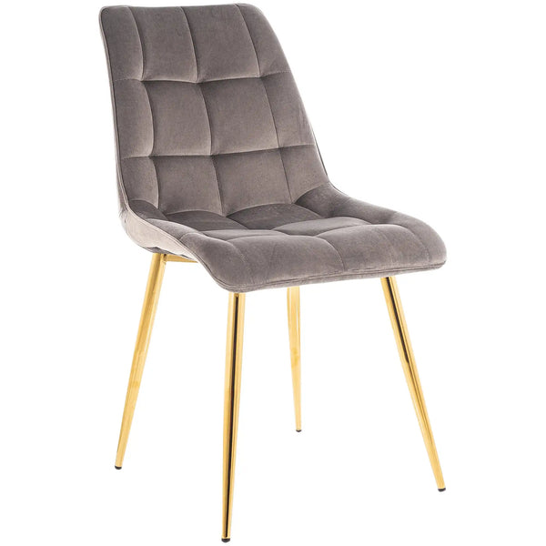 Scaun CHIC, gri/auriu, stofa catifelata/metal, 50x43x88 cm