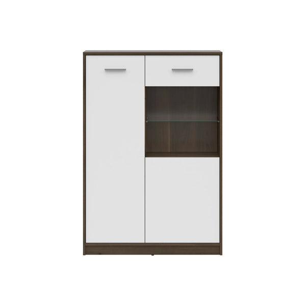 Vitrina NEPO PLUS, alb/stejar, PAL laminat/sticla, 90x34x132 cm