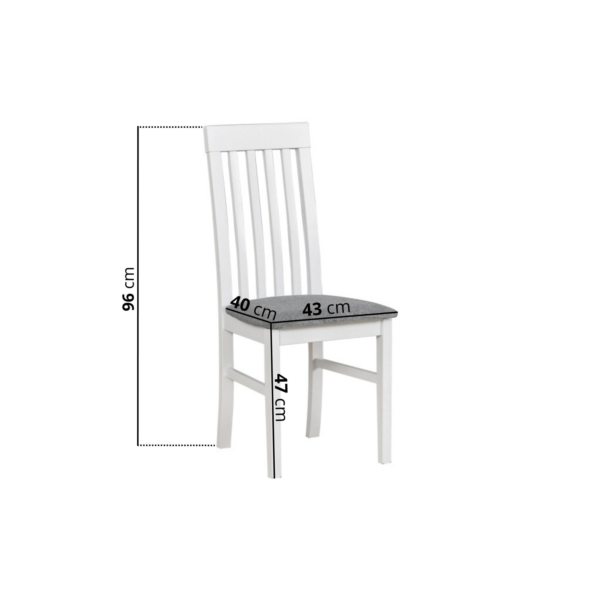 Scaun NILO 1, alb/gri - Aragon 93, lemn de fag/stofa clasica, 43x40x97 cm