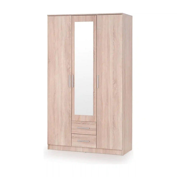 Dulap LIMA S-3, stejar sonoma, PAL laminat/sticla, cu 3 usi si 2 rafturi, 120x52x205 cm