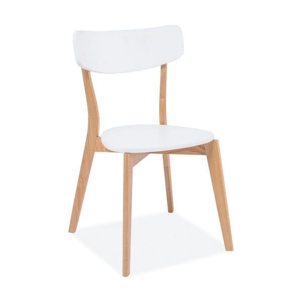 Scaun bucatarie MOSSO, alb/stejar, lemn de stejar, 46x43x78 cm