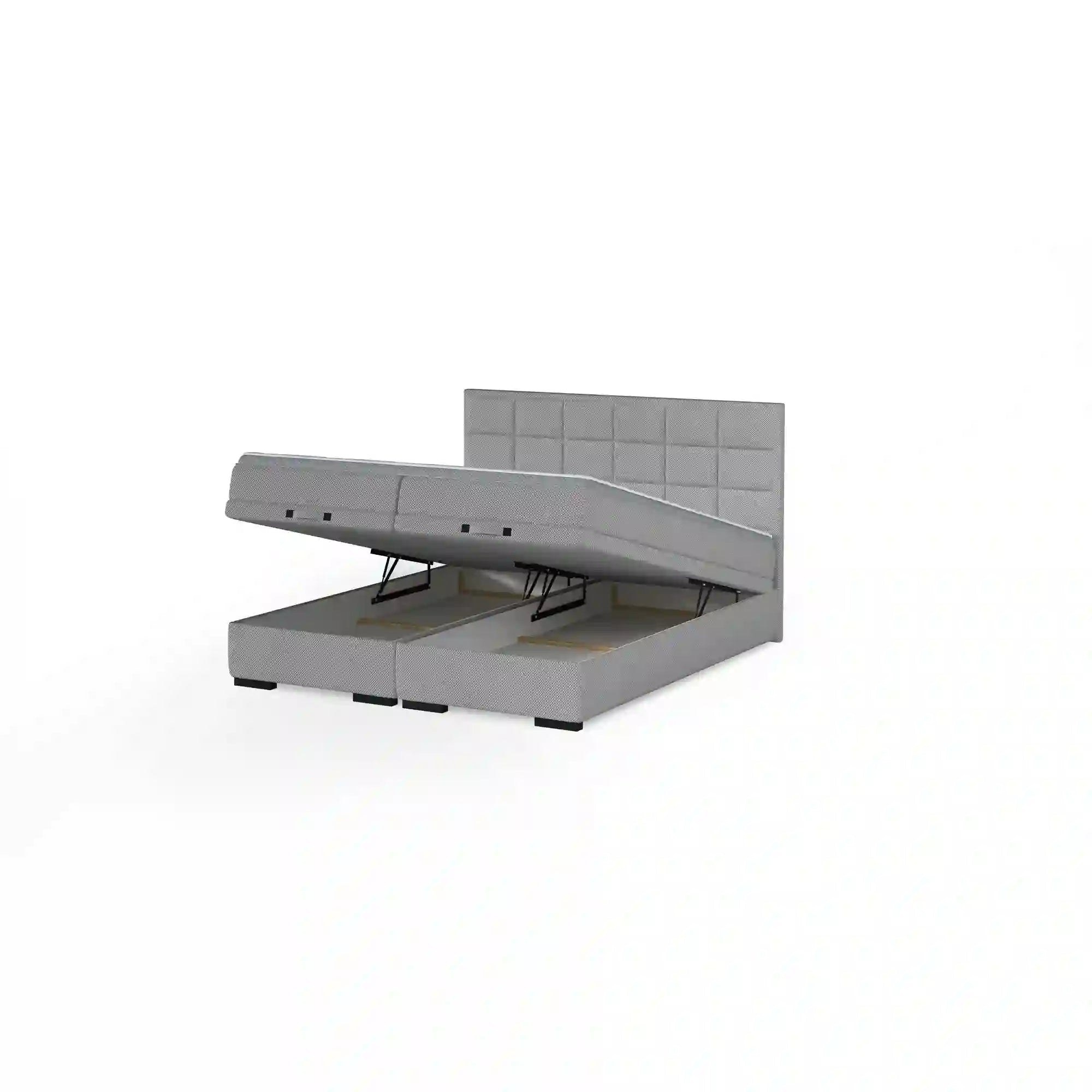 Pat boxspring SEMENO 160x200, personalizabil materiale Gama Premium, cu saltele, spatiu depozitare si topper