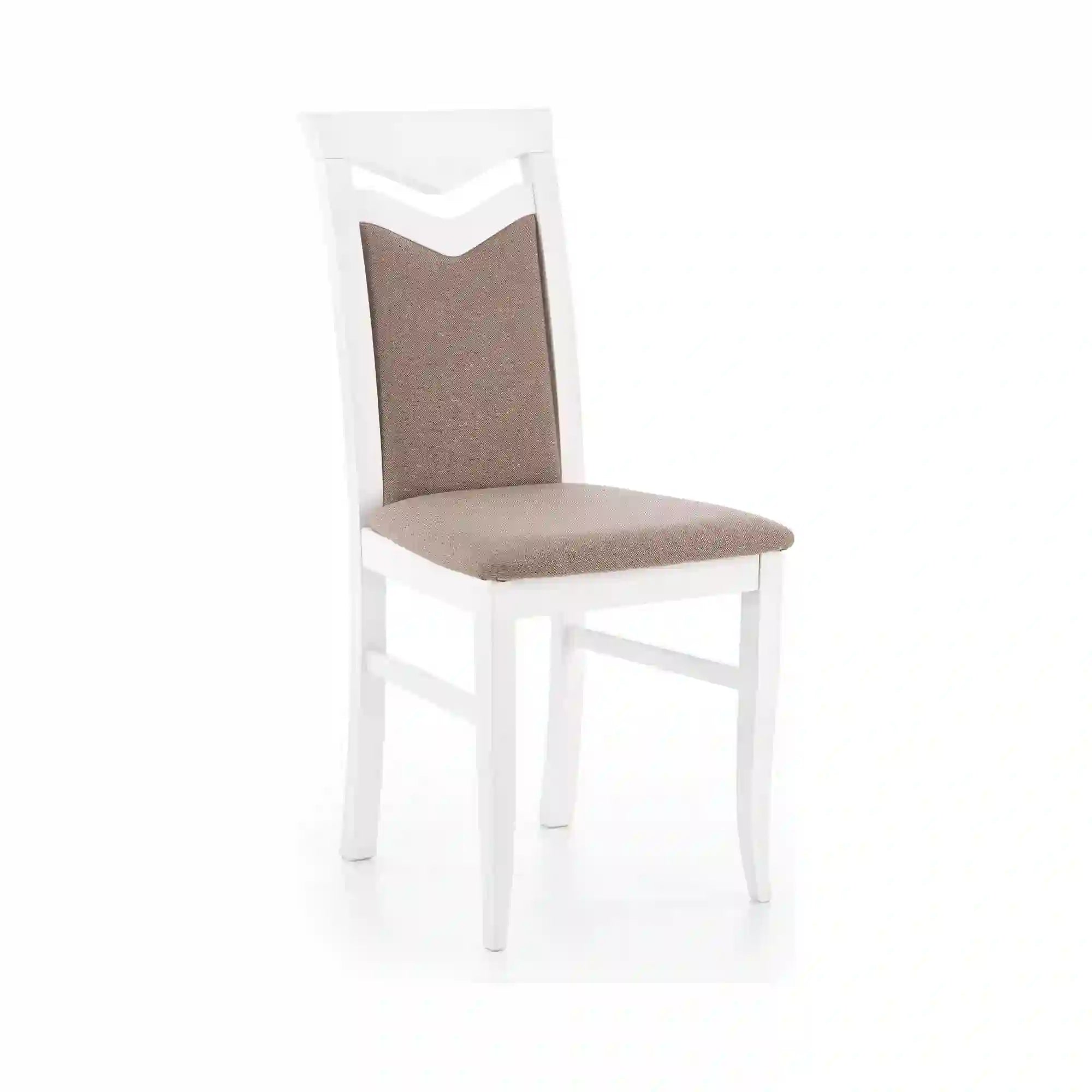 Scaun tapitat Citrone, maro/alb, stofa clasica/lemn de fag, 44X43X96 CM