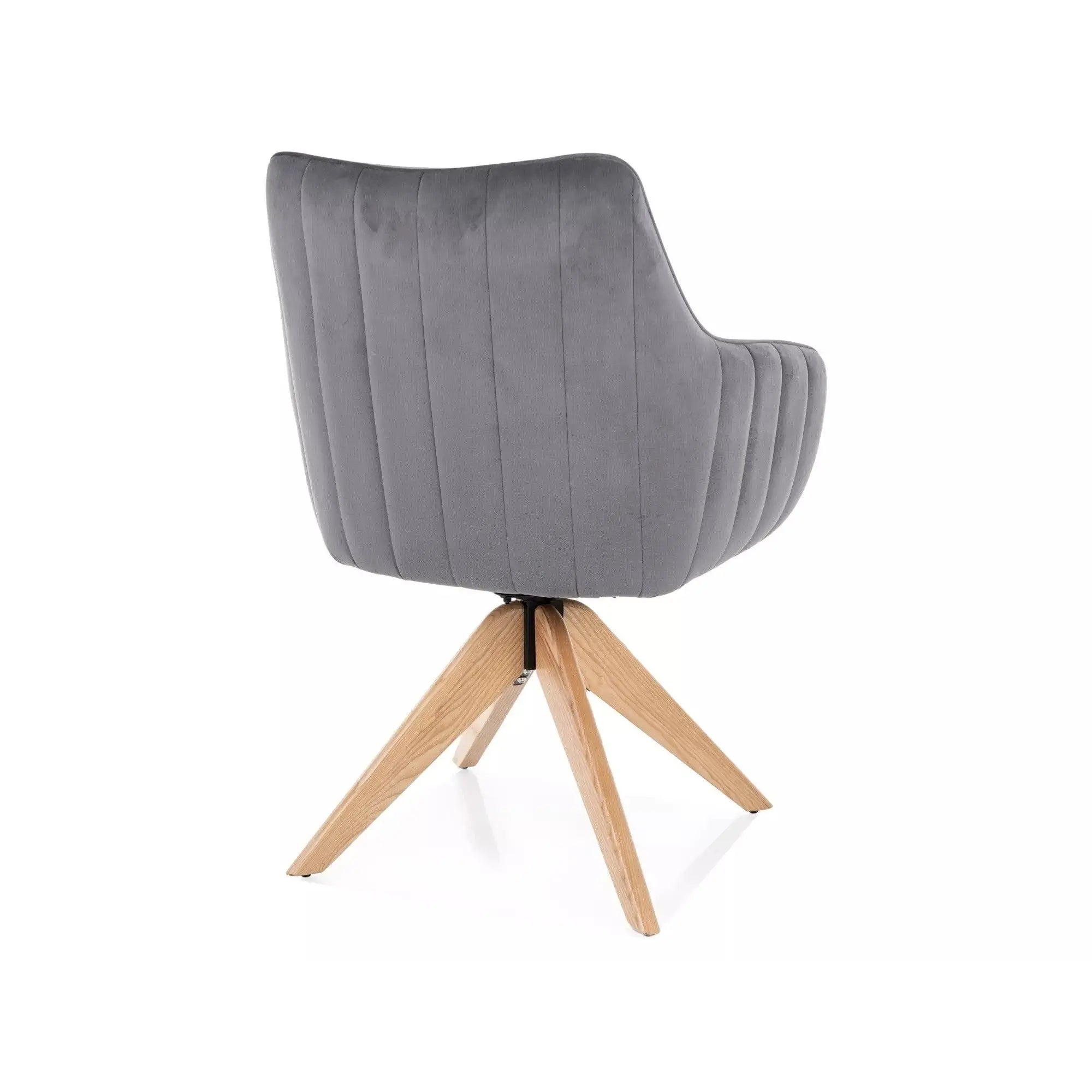 Scaun rotativ AZALIA, gri inchis - Bluvel 14, stofa catifelata/lemn, 61x44x86 cm