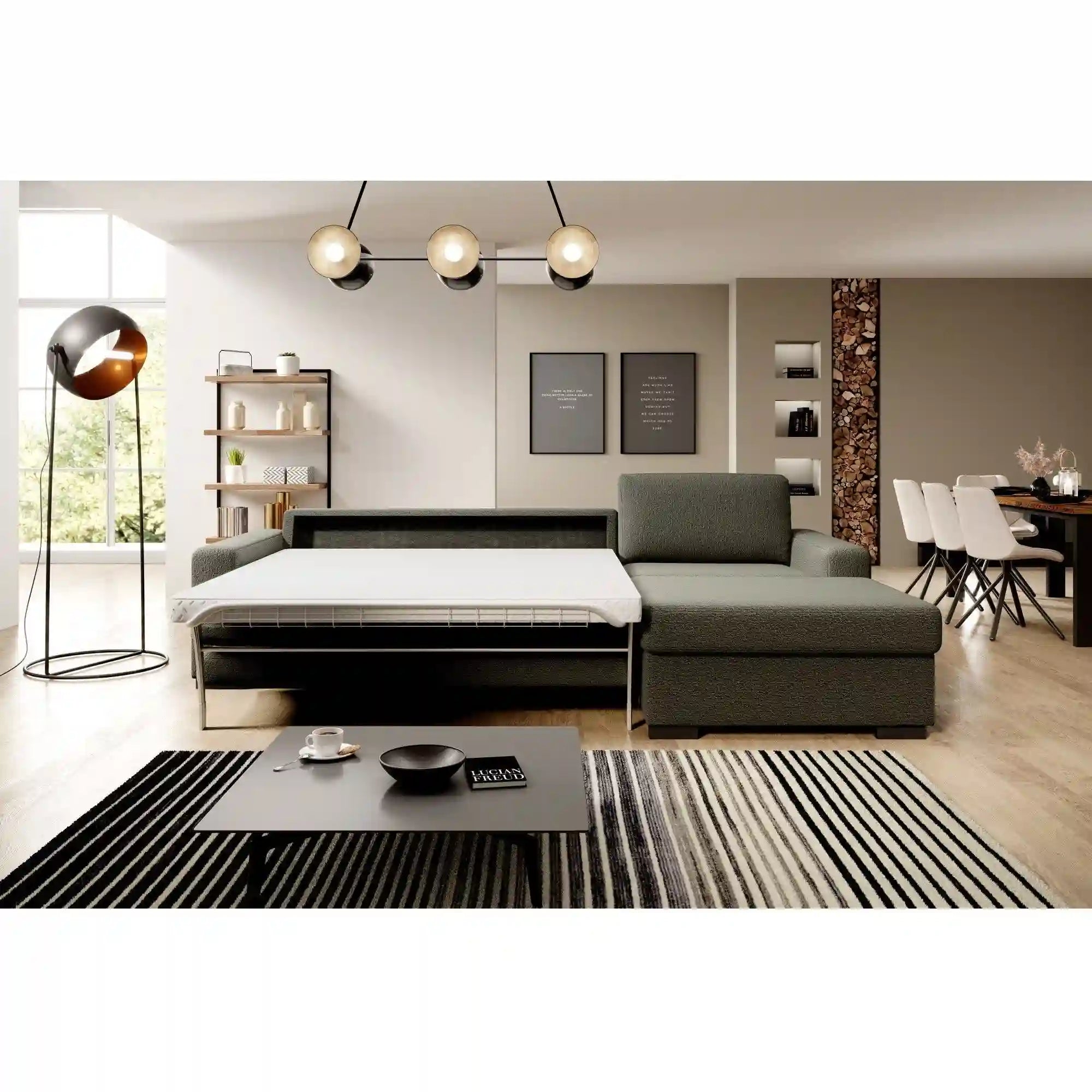 Coltar extensibil VANILLA CORNER 160, personalizabil materiale gama Oferta Avantaj, cu lada depozitare, 303x173x87 cm