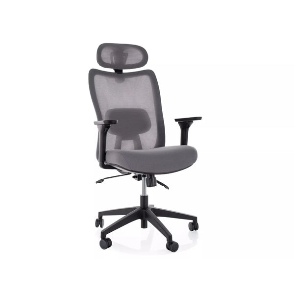 Scaun de birou Q-724 H, gri, stofa clasica/plasa, 62x49x112/122 cm