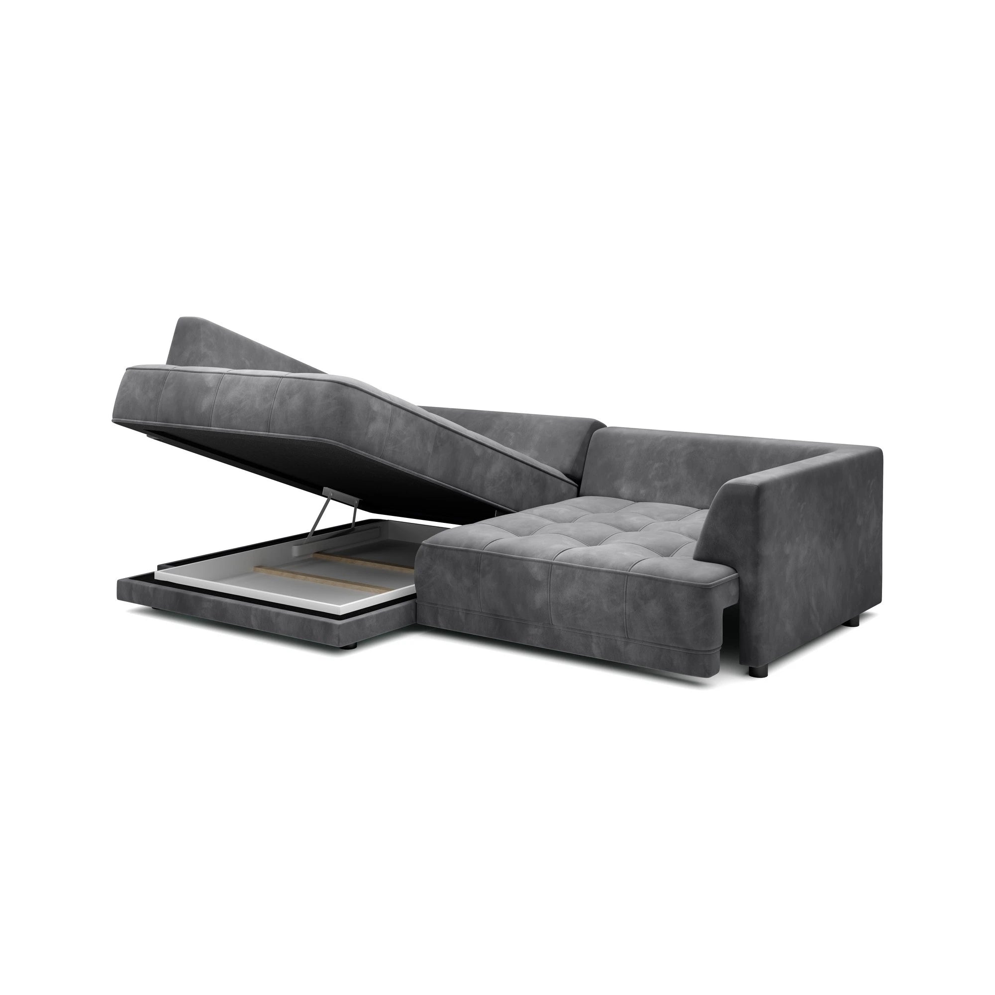 Coltar TIGA, personalizabil material Gama Premium, cu reglaj electric si lada depozitare, 286x207x77 cm