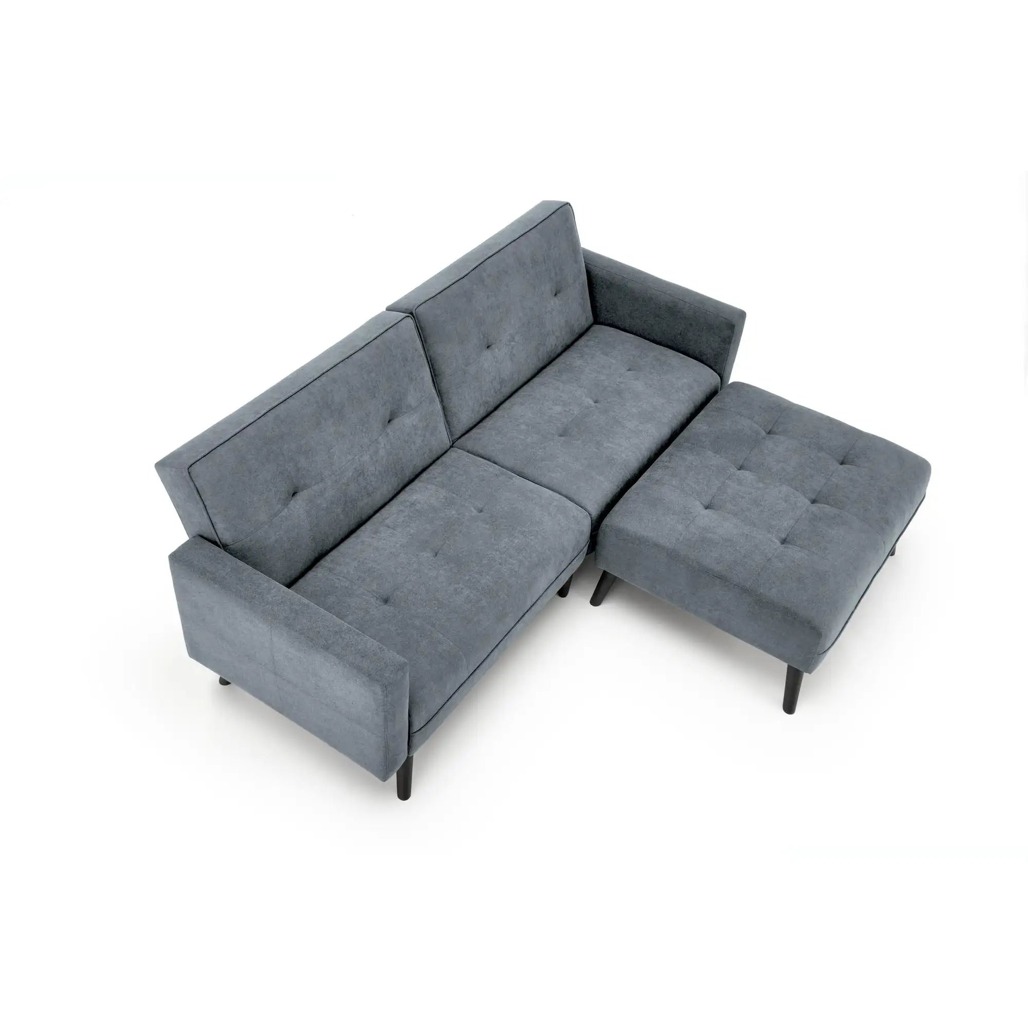 Canapea extensibila CORNELIUS, gri/negru, stofa clasica/lemn, 200x153/167x80 cm