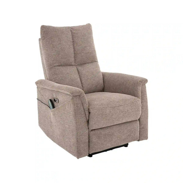 Fotoliu recliner cu functie de masaj NEPTUN M, stofa clasica bej - Brego 34, 76x94/160x96 cm