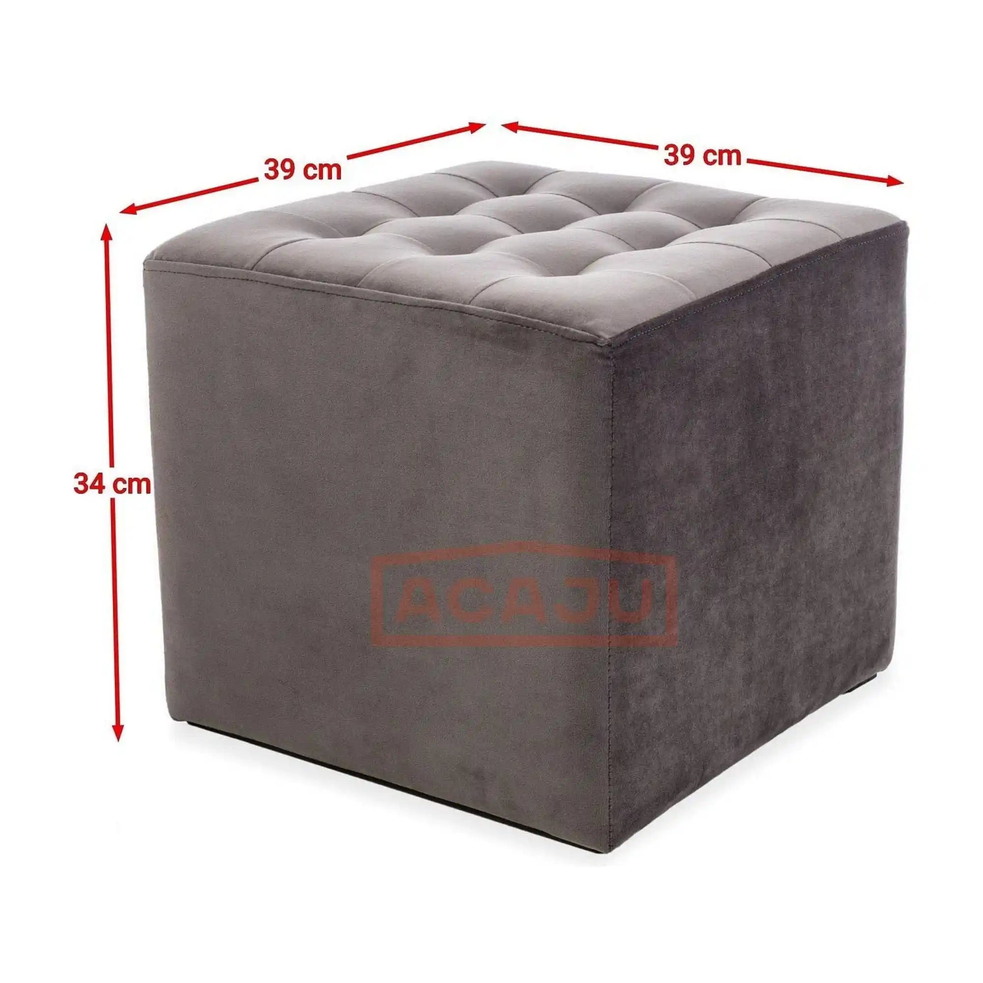Taburet LORI, stofa catifelata gri - Bluvel 14, 39x39x34 cm