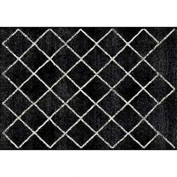 Covor MATES TYP 1, 100x150 cm, forma dreptunghiulara, polipropilena, negru/alb