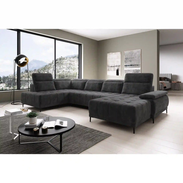 Coltar FOCUS XL, personalizabil materiale gama Premium, cu reglaj electric si tetiere reglabile, 352x204x98 cm
