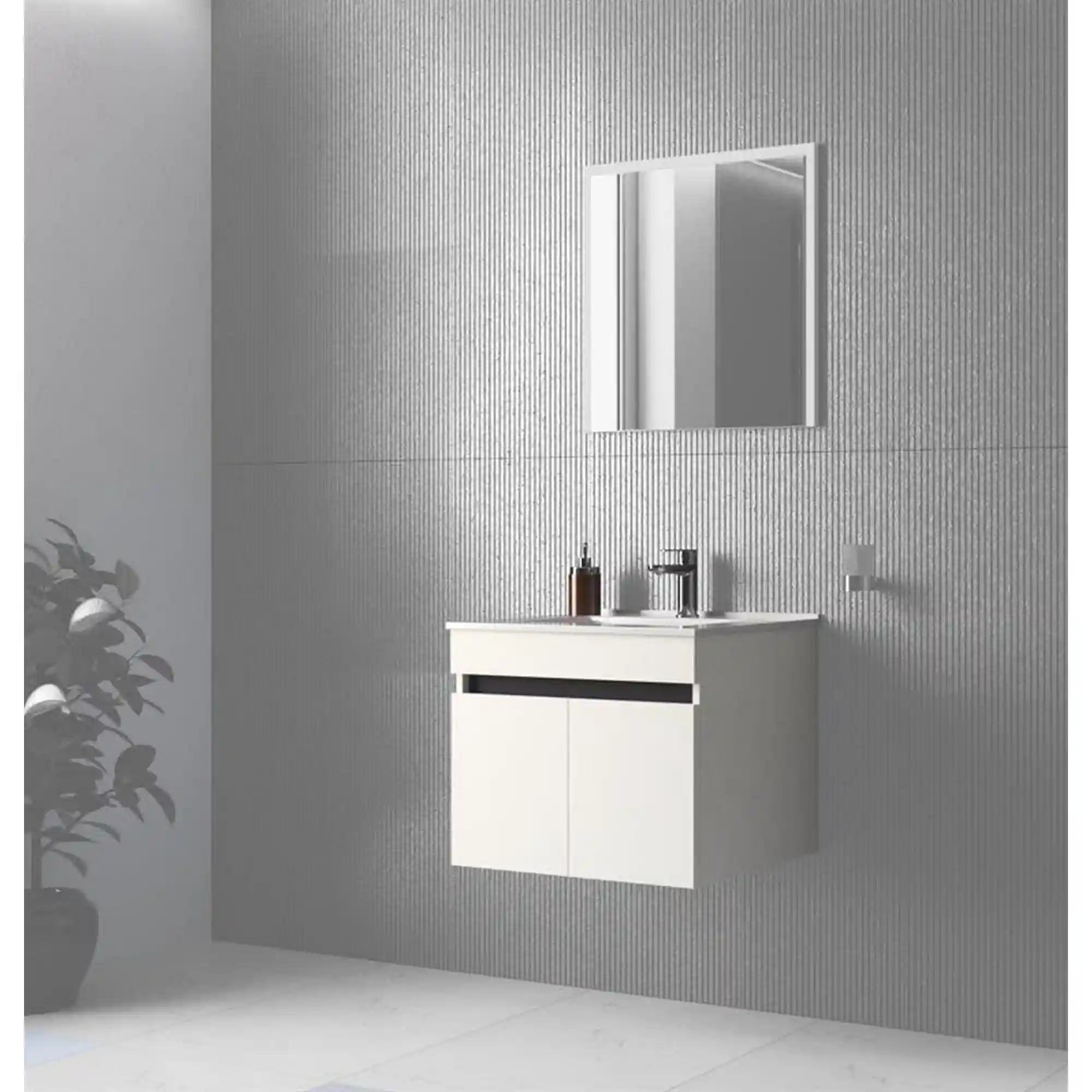 Dulap baie suspendat FIGARO, alb, PAL laminat, cu 2 usi, pentru lavoar, 60x46x48 cm