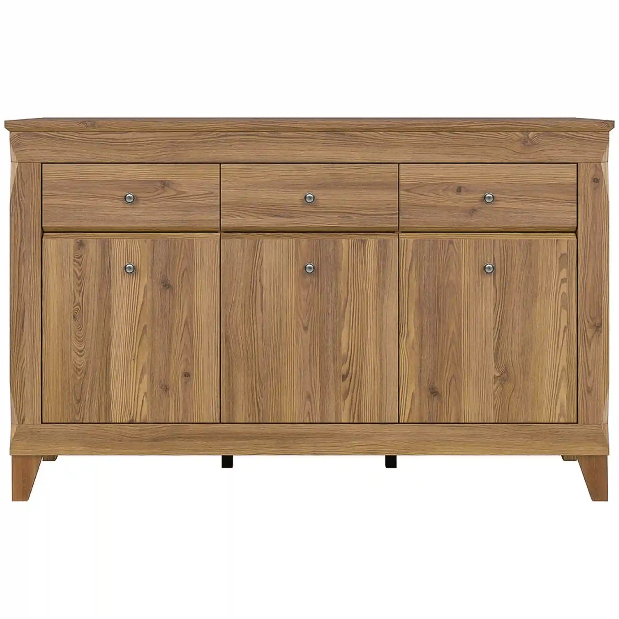 Comoda BERGEN KOM3D3S, stejar auriu, PAL, 156x47x98 cm