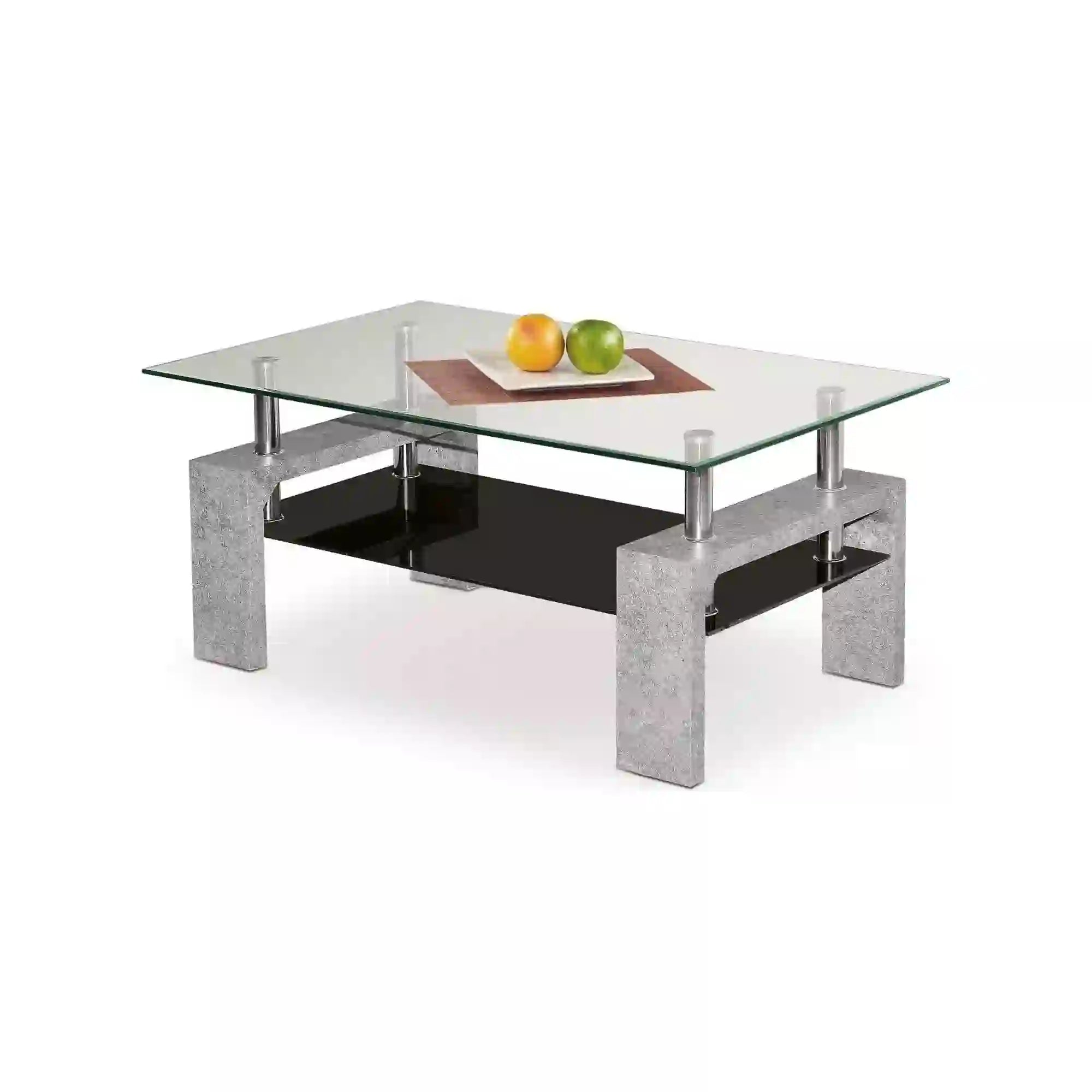 Masuta DIANA INTRO, transparent/gri beton, 100x60x45 cm