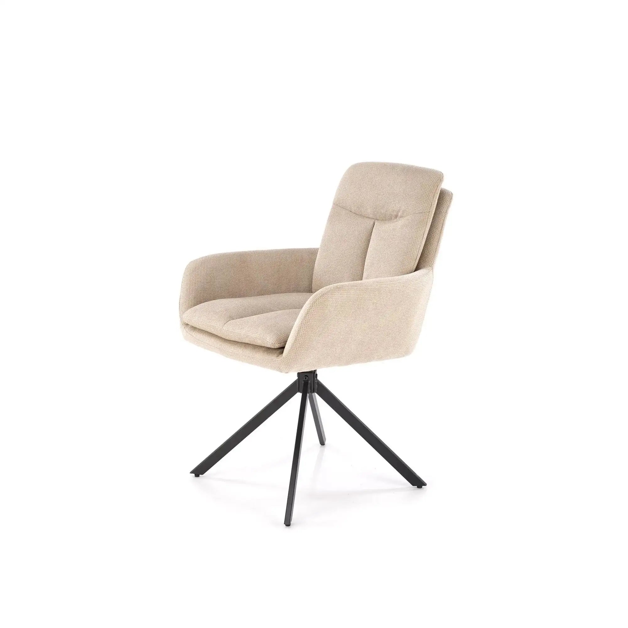 Scaun rotativ K536, bej/negru, stofa clasica/metal, 62x68x85 cm