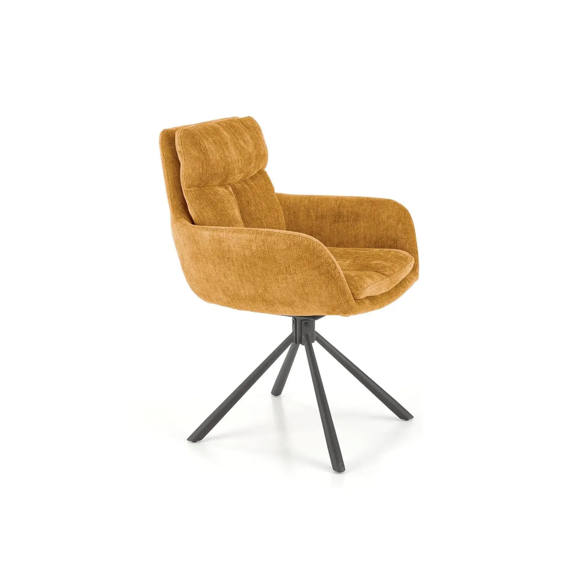 Scaun rotativ K495, galben/negru, stofa clasica/metal, 60x65x87 cm