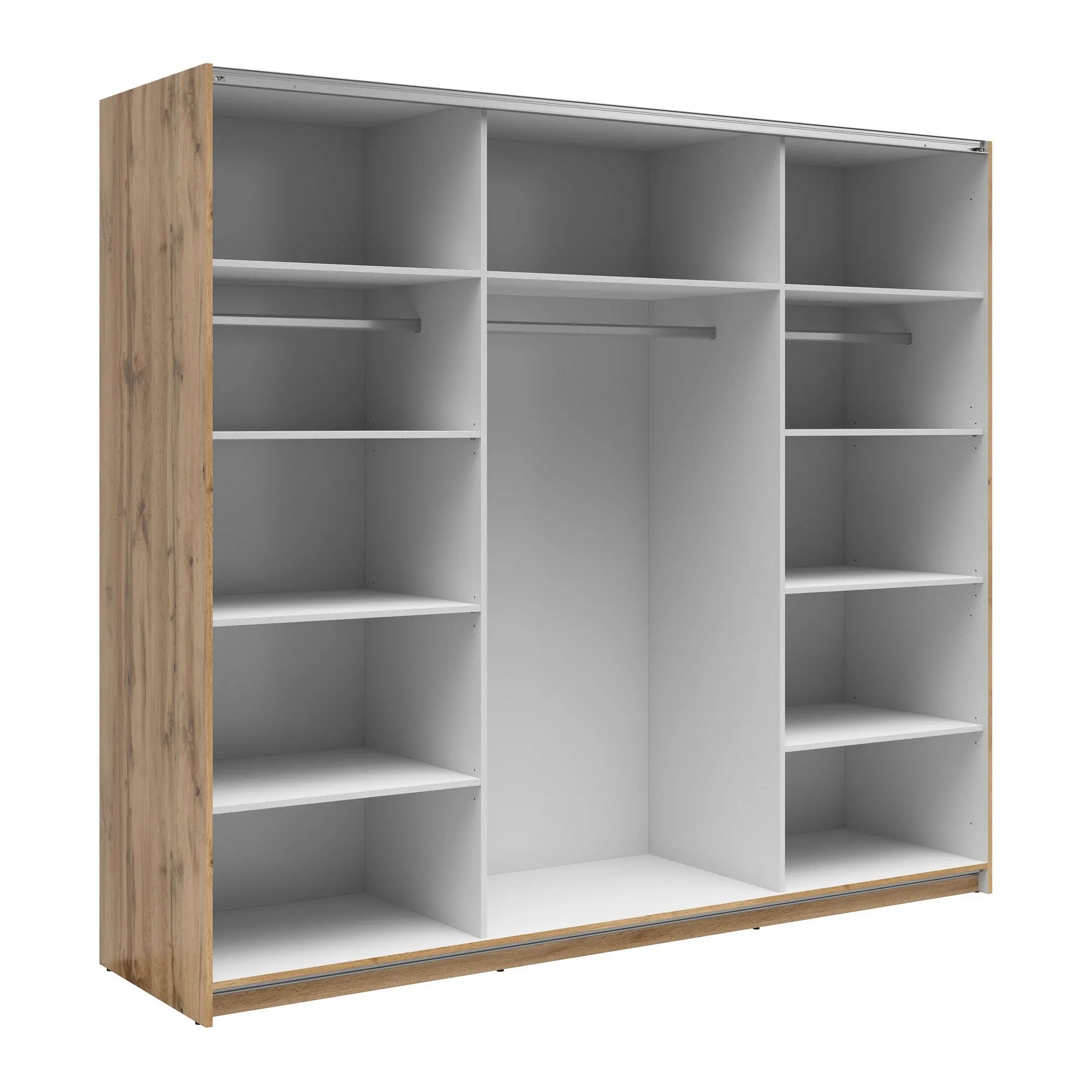 Dressing TETRIX, stejar wotan/alb lucios, PAL, cu 2 usi, 220x60x196 cm