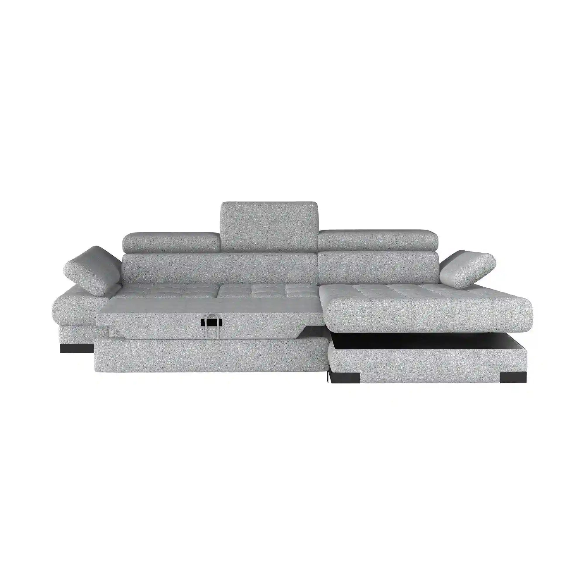 Coltar extensibil SELVA MINI, sezlong stanga, stofa catifelata gri antracit - Salvador 15, Gama Premium, cu lada depozitare, 270x173x95 cm