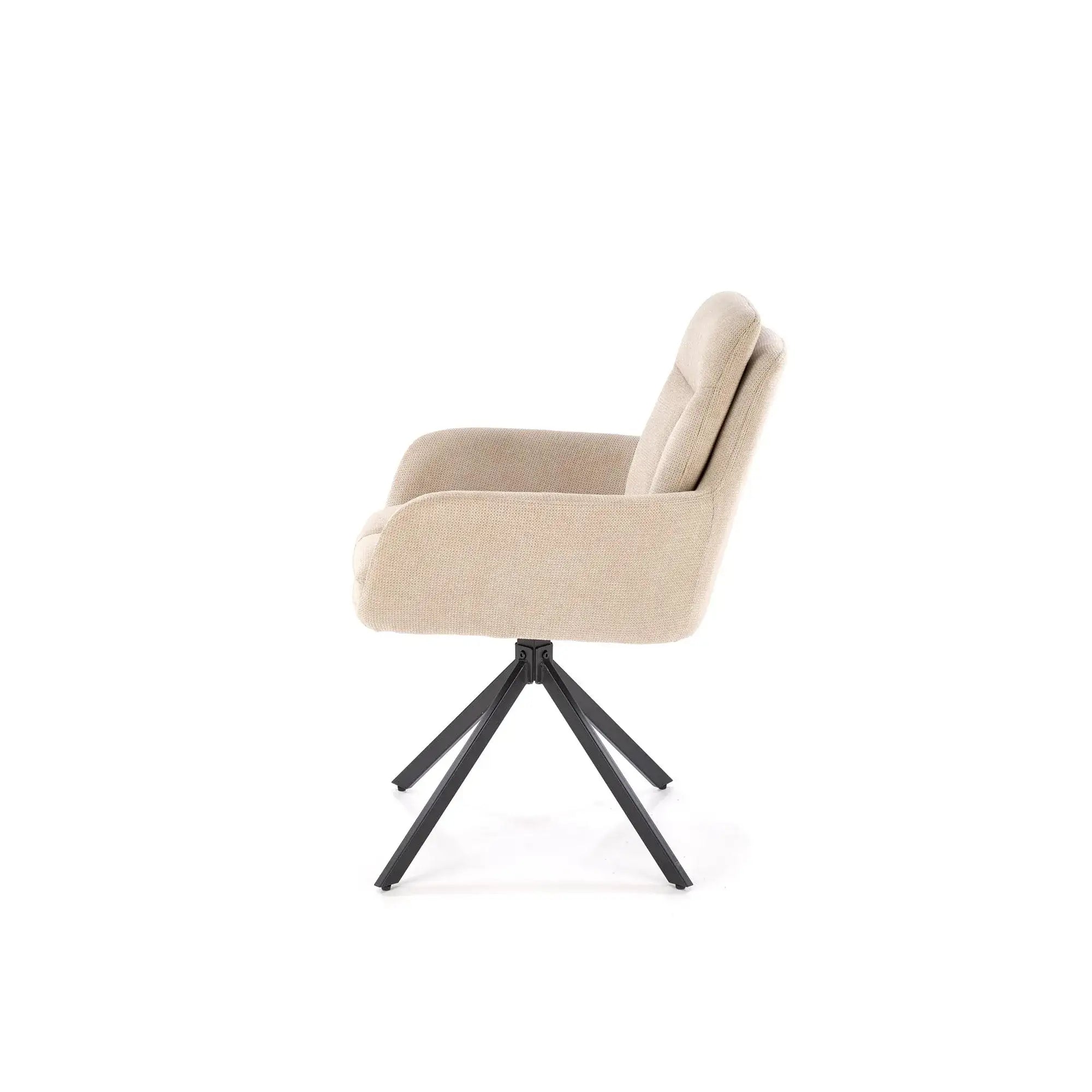 Scaun rotativ K536, bej/negru, stofa clasica/metal, 62x68x85 cm